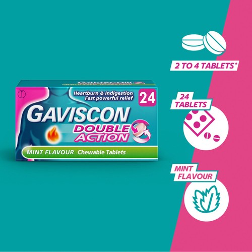 Gaviscon Double Action Heartburn & Indigestion Mint Flavour Tablets