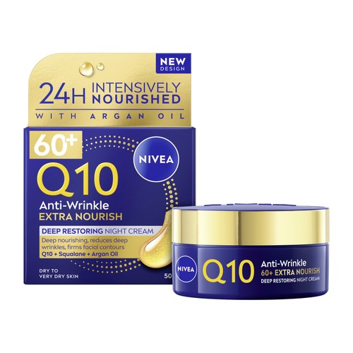 NIVEA Q10 Anti-Wrinkle Night Cream for 60+ Mature Skin