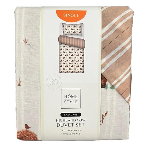 Home Style Highland Cow Duvet Cover Set Single