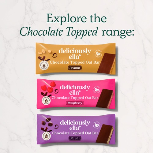Deliciously Ella Raisin Chocolate Topped Oat Bars Multipack  3x50g