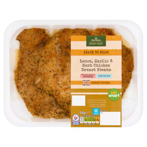 Morrisons BBQ Lemon,Garlic & Herb British Chicken Breast Steaks 350g