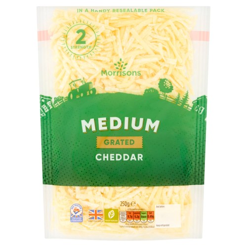 Morrisons Grated Medium White Cheddar 250g