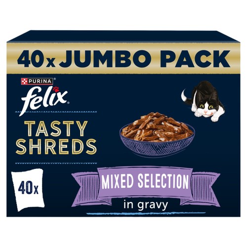 FELIX Tasty Shreds Mixed Selection in Gravy Wet Cat Food 40x80g