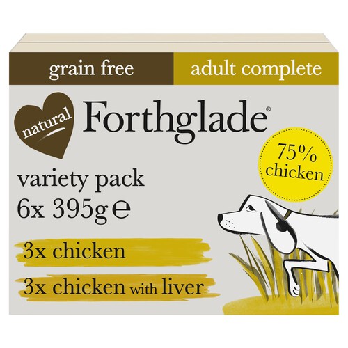 Forthglade Grain Free Chicken And Chicken Liver Dog Food Trays Variety Pack