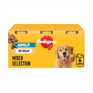 PEDIGREE Adult Wet Dog Food Mixed Selection Chunks in Jelly 6x385g Tin Can