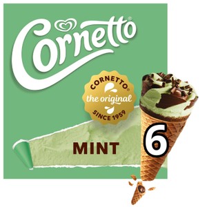 Cornetto Mint Ice Cream Cones 6x90ml