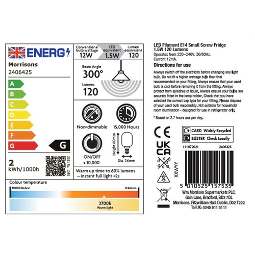 Morrisons Fridge Bulb Ses 