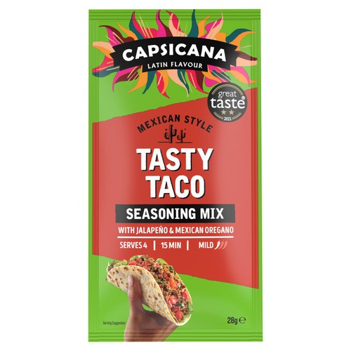Capsicana Mexican Tasty Taco Seasoning Medium Spice Mix 28g