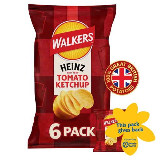 Walkers Heinz Tomato Ketchup Multipack Crisps 6 x 25g