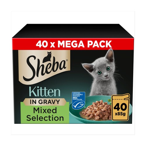 Sheba Sauce Collection Kitten Cat Pouches Mixed Selection In Gravy 