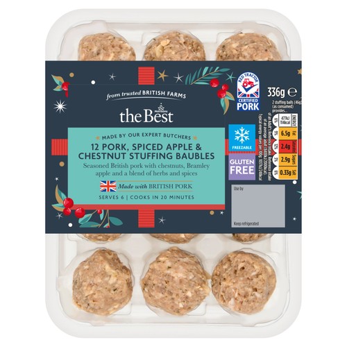 Morrisons The Best 12 Pork, Spiced Apple And Chestnut Stuffing Baubles 336g