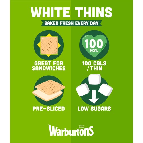 Warburtons Soft White Sliced Sandwich Thins