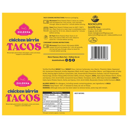 Zulekha Halal Chicken Birria Tacos 520g