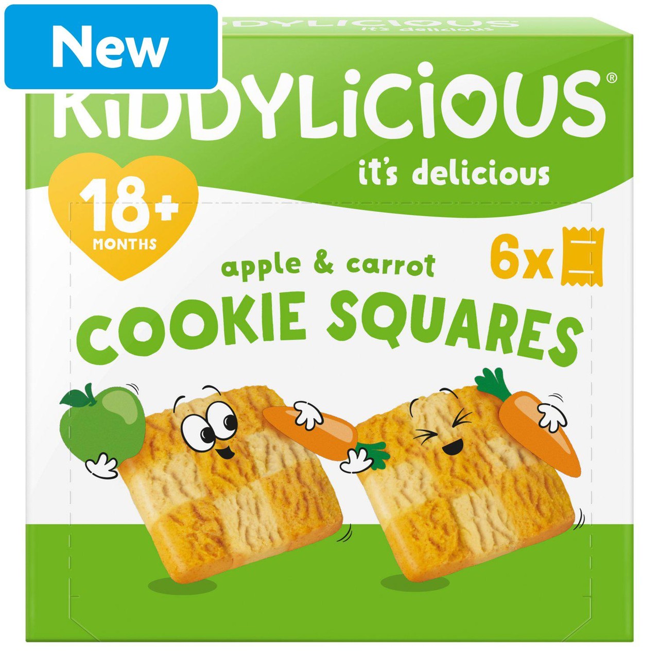 Kiddylicious Apple & Carrot Cookie Squares 18+M 6x24g