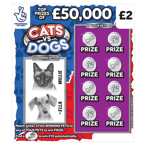 National Lottery Cats Vs Dogs Scratch Card