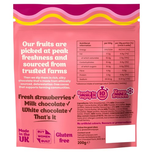 Froot Pops Frozen Strawberries Coated In White & Milk Chocolate 220g