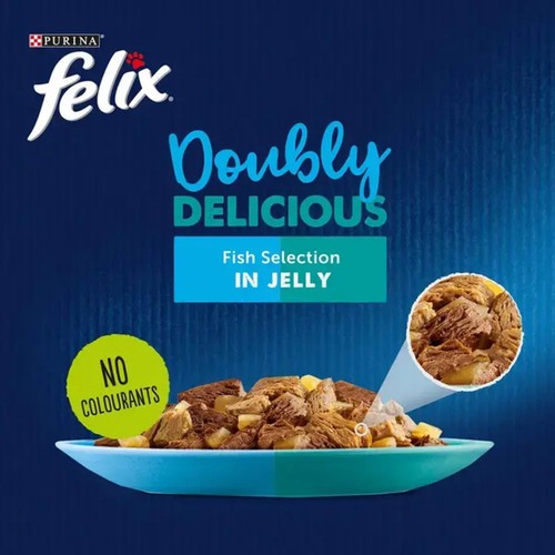 FELIX Doubly Delicious Fish Selection in Jelly Wet Cat Food 12x85g