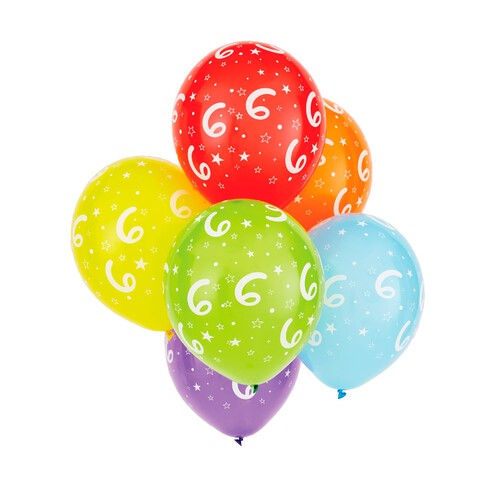 Nutmeg Multicoloured Number Balloon no 6 