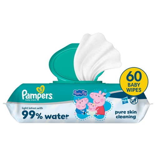 Pampers Peppa Pig 99% Water Baby Wipes Unscented 60Pk