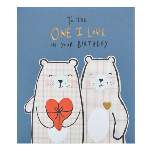 Bear Cute One I Love Birthday Card L025