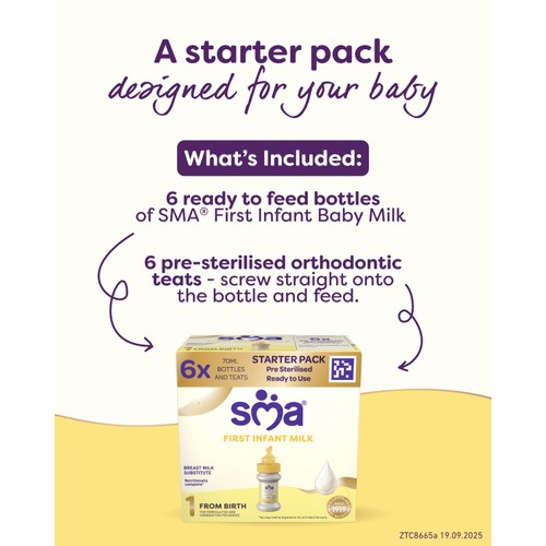 SMA First Infant Milk from Birth 6 x 70ml (420ml)