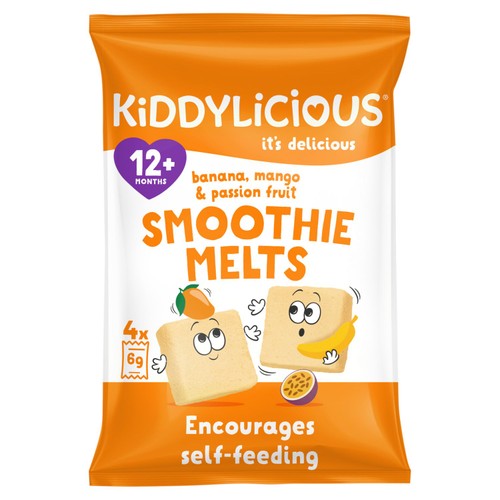 Kiddylicious Banana, Mango & Passion Fruit Smoothie Melts 12+ Months 4 x 6g