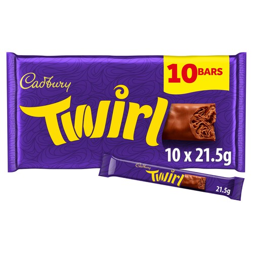 Cadbury Twirl Chocolate Bar 10 Pack Multipack 