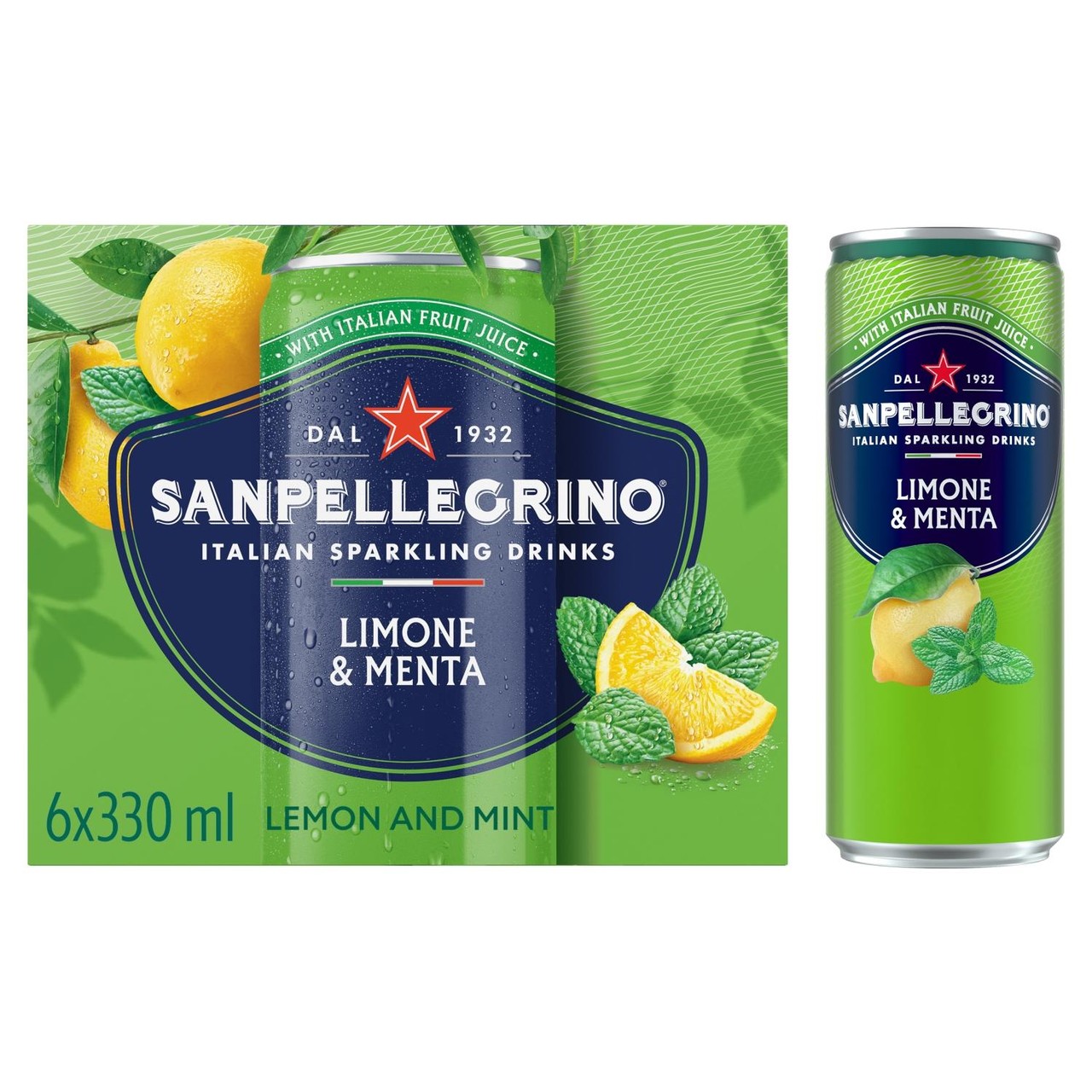 San Pellegrino Lemon & Mint Cans 6x330ml