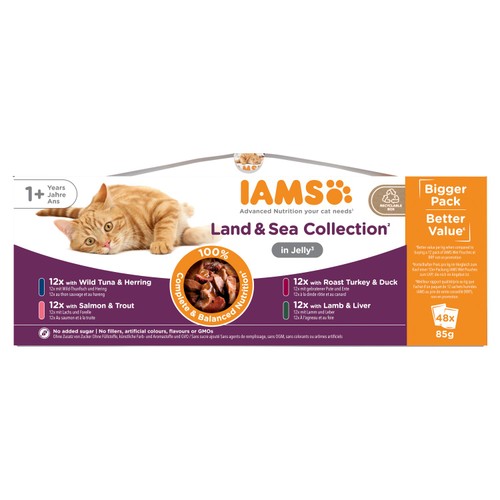 Iams Land & Sea Collection in Jelly 1+ Years 48 x 85g (4.08kg)