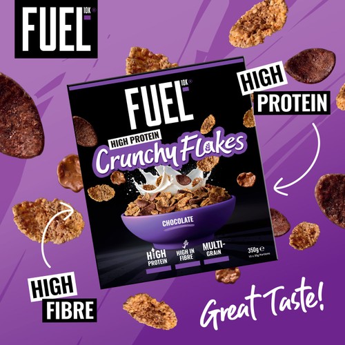 FUEL10K Chocolate Multigrain Flakes High Protein Breakfast Cereal   350g