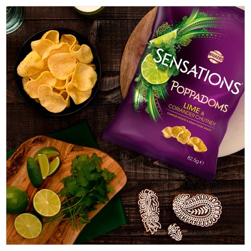 Walkers Sensations Lime & Coriander Chutney Sharing Poppadoms 82.5g