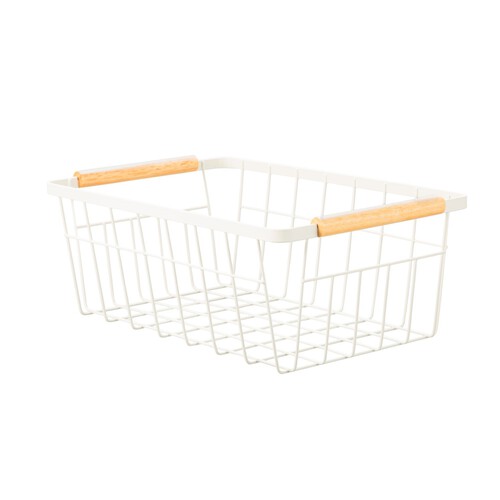 Morrisons Cream And Bamboo Wire Storage Basket