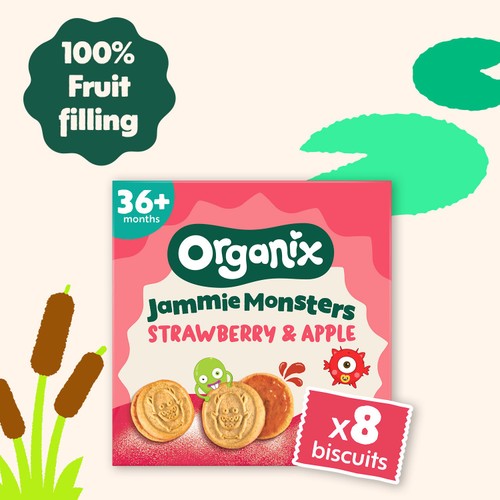 Organix Jammie Monsters Organic Jam Toddler Snack Biscuits Multipack