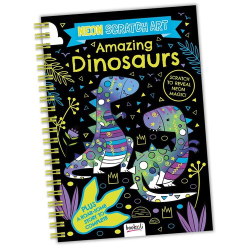 Bookoli Amazing Dinosaurs Neon Scratch Art Fun