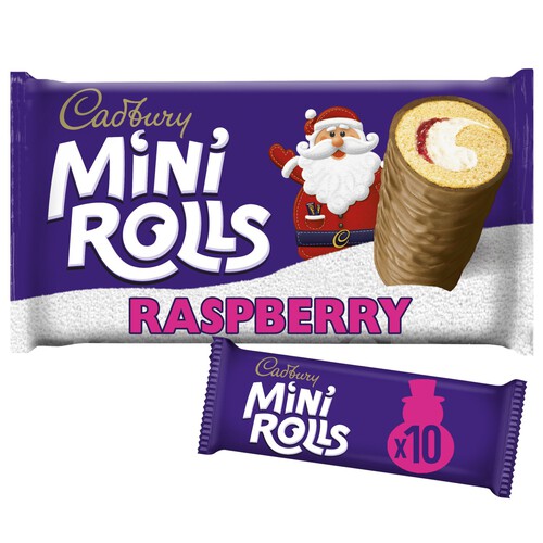 Cadbury Raspberry Mini Rolls Cakes Multipack Snack Family Size 10pk