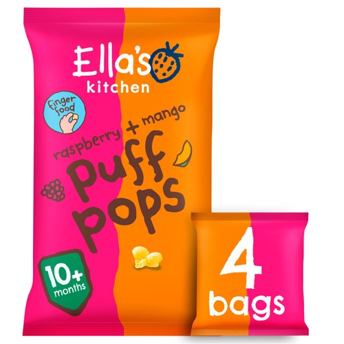 Ella's Kitchen Raspberry + Mango Puff Pops Multipack Baby Snack 10+ Months