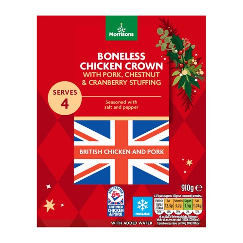 Morrisons Christmas Boneless Pork, Chestnut & Cranberry Stuffed Crown 910g