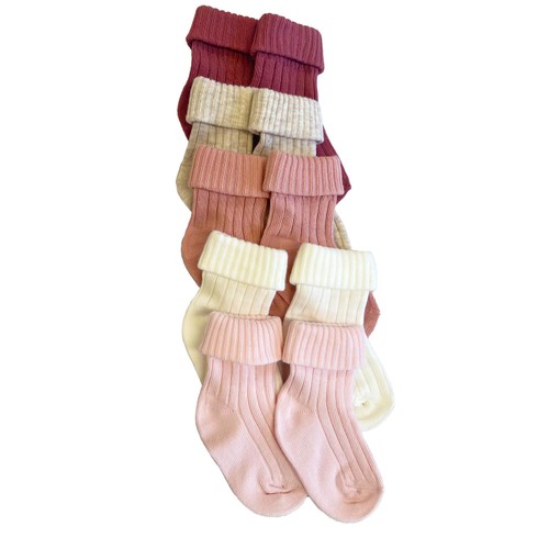 Nutmeg 12-24 Months Pink Baby Rib Socks 5 Pack 