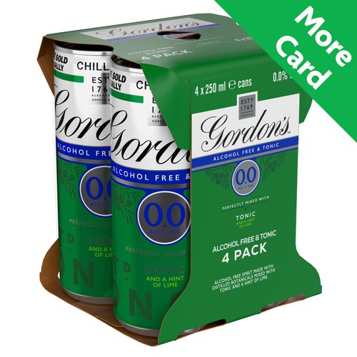 Gordon's Alcohol Free & Tonic With Lime 5% vol 4 x Ready to Drink Can