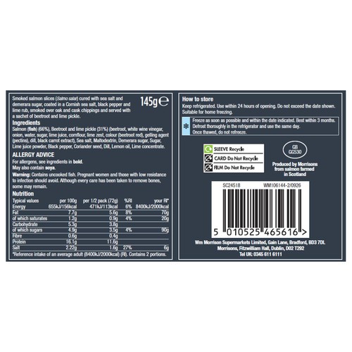 Morrisons The Best Scottish Smoked Salmon Sea Salt & Black Pepper 145g