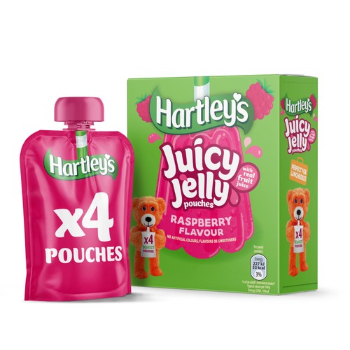 Hartleys Raspberry Flavour Juice Jelly Pouches 4 x 90g (360g)