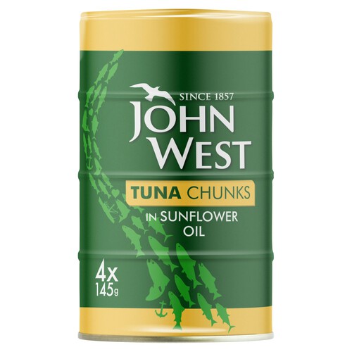 John West Tuna Chunks In Sunflower Oil (4x145g)