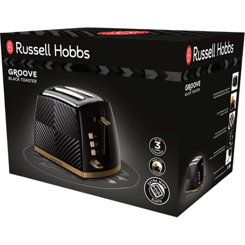 Russell Hobbs Groove 2 Slice Toaster Black