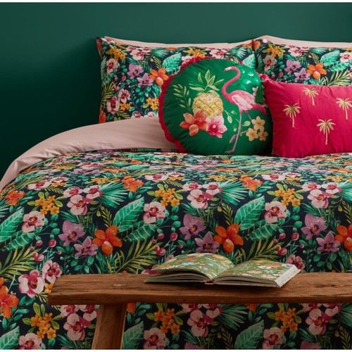 Nutmeg Home Hot House Tropical Floral Print Easy Care Duvet Set Double
