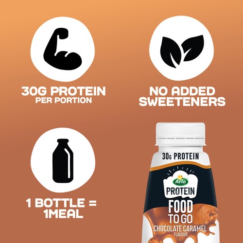 Arla Protein Food To Go Chocolate Caramel Meal Replacement Shake 500ml
