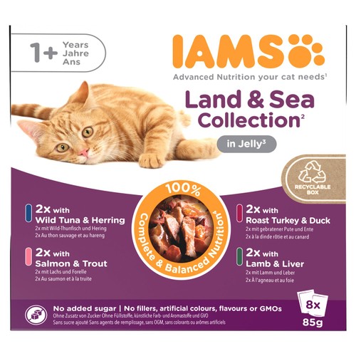 Iams Delights Adult 1+ Cat Land & Sea Collection In Jelly