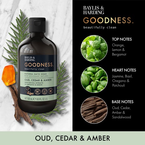 Baylis & Harding Goodness Oud, Cedar & Amber Bath Soak 500ml