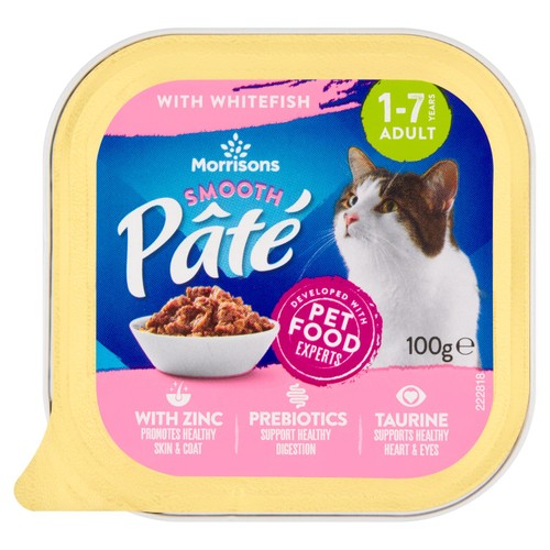 Morrisons cat food smooth pate with whitefish