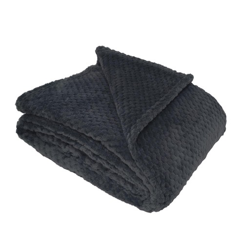 Morrisons Diamond Fleece Throw 200X200Cm Black