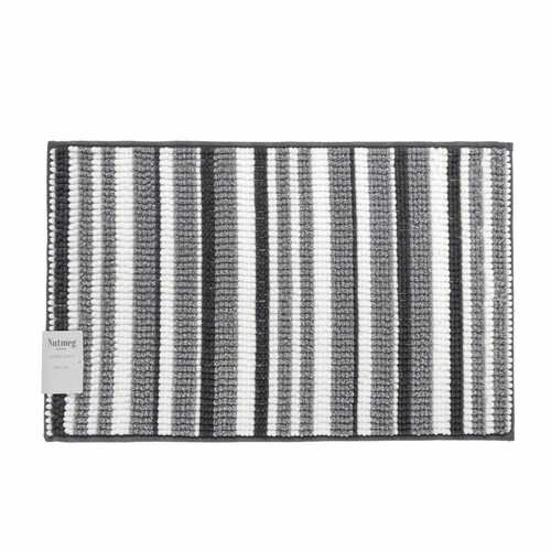 Nutmeg Grey Striped Super Soft Bath Mat